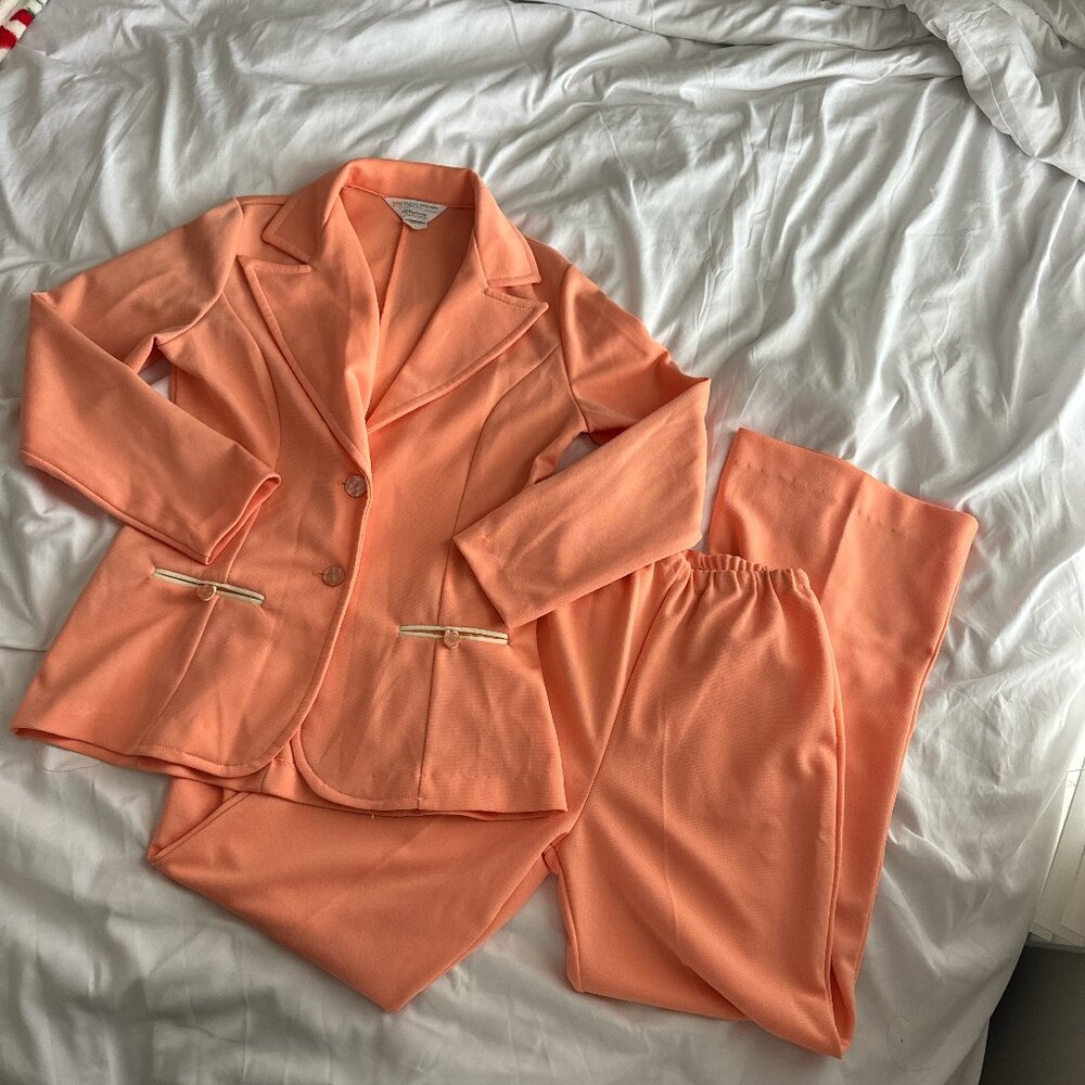 Matching 70s Vintage JC Penny's Pastel Orange Suit Set